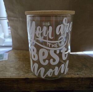 Glass Jar with Bamboo Lid For Moms Day